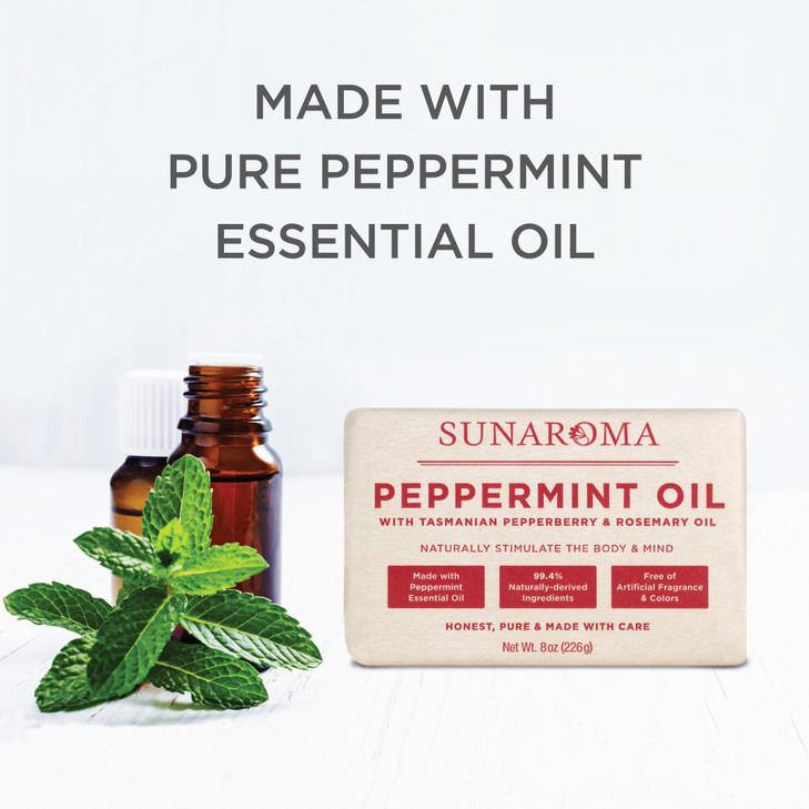 Sunaroma Peppermint Oil W/ Tasmanian Pepperberry and Alpine Rose Soap (8 Ounce)