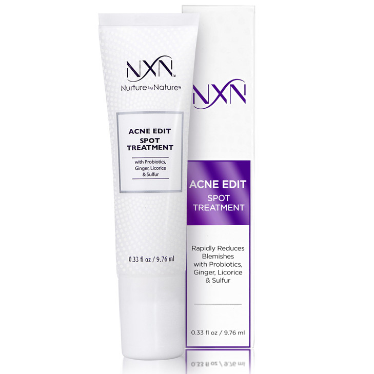 NXN Acne Edit Spot Treatment with Probiotics, Licorice Root, Ginger and Colloidal Sulfur, to rapidly reduce acne blemish size