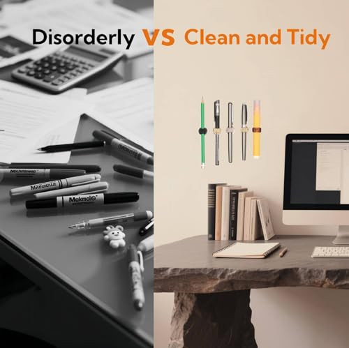 DESKPAL 10PCS Adhesive Pen Holder, Pencil Holder, Marker Holder,Fit for Most Size Pen/Pencil, Pen Organizer, Strong Adhesive Pencil Holder, Hold Up P