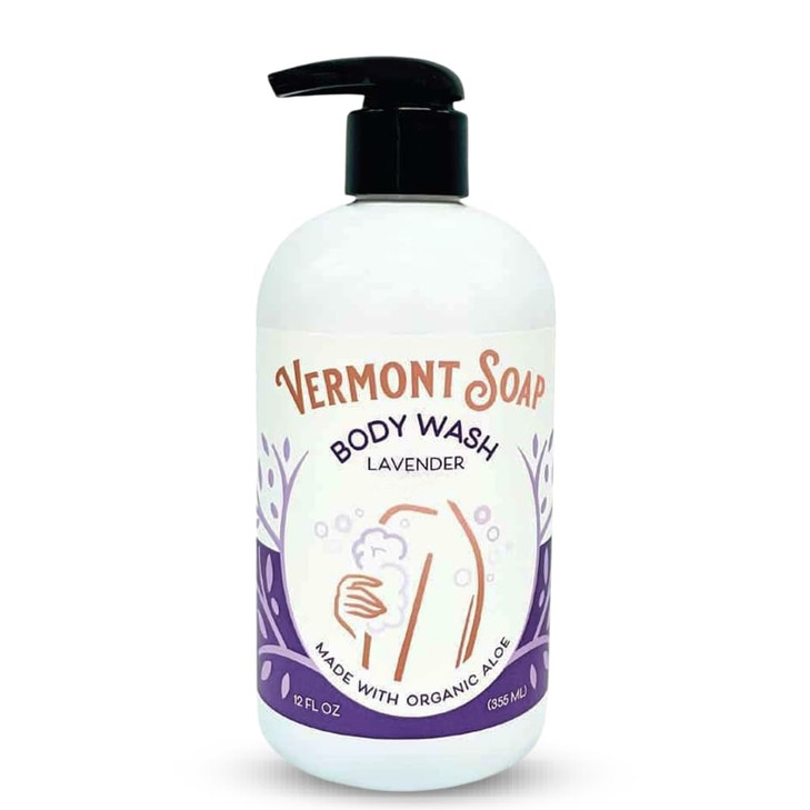VERMONT SOAP Body Wash, Natural Body Wash with Shea Butter, Mild Gel Body Wash for Moisturizing and Soothing Skin, Fragrance Free Body Wash for Women