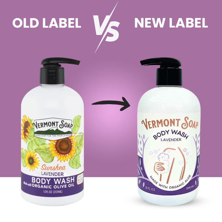 VERMONT SOAP Body Wash, Natural Body Wash with Shea Butter, Mild Gel Body Wash for Moisturizing and Soothing Skin, Fragrance Free Body Wash for Women