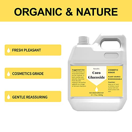 Hznxolrc 21.17 oz Coco Glucoside Natural Surfactant, Premium Coco Glucoside Liquid, Cosmetics Grade, Gentle on Skin, Amazing Bubbles, Suitable for Ma