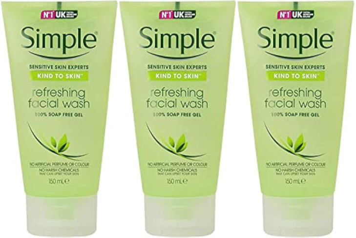 Simple Kind to Skin Refreshing Facial Gel Wash, 5.07 Ounce / 150 Ml (Pack of 3)
