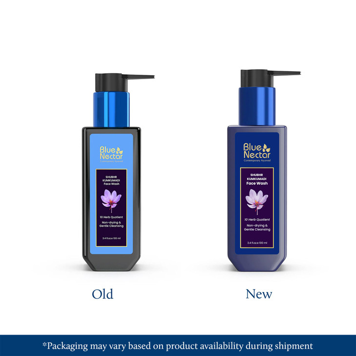 Blue Nectar Kumkumadi Brightening Face Wash with Saffron for Women & Men | Sulphate free Anti Pimple Face Cleanser (10 Herbs, 3.38 Fl Oz)