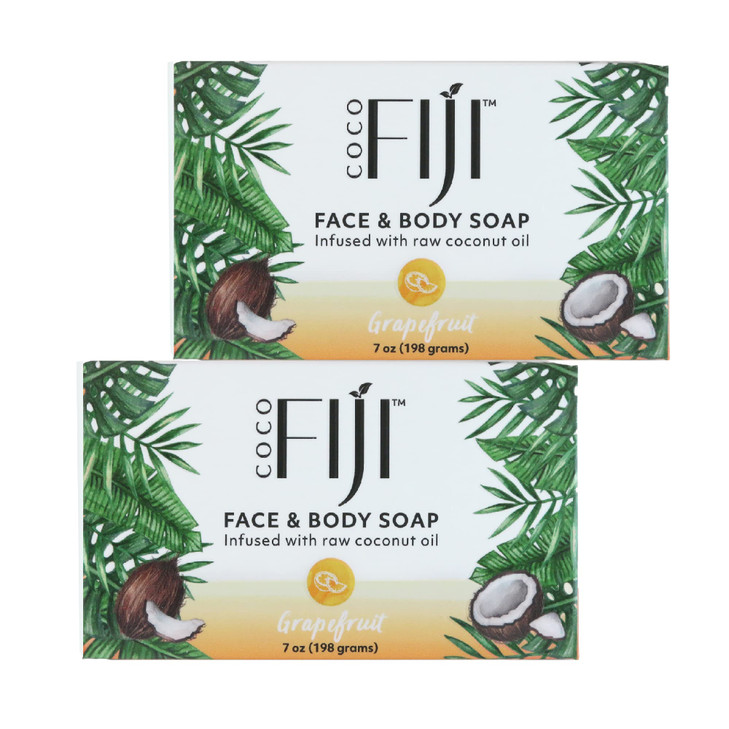Coco Fiji Soap Bar for Face and Body Infused With Organic Coconut Oil, Grapefruit, Essential Oil, Natural Soap for Moisturizing & Pore Purifying Skin