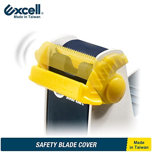 Excell ET-117 Heavy Duty Steel Desk Tape Dispenser (1" Wide) with Safety Blade Cover, Desk Top Dispenser for Home,Office, Shop, Retail Store and Ware