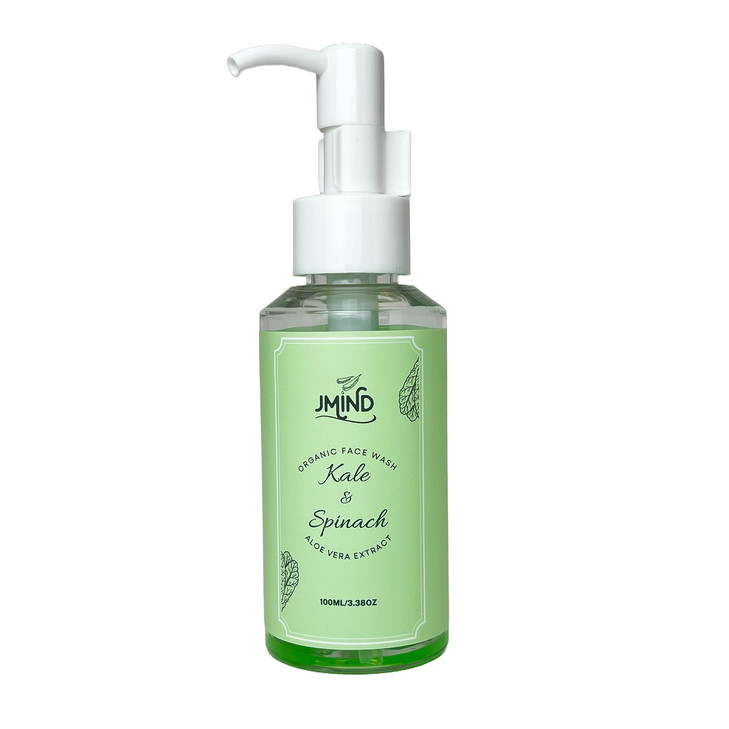 JMind Kale & Spinach Organic Face Wash - Vegan Daily Face Wash - Green Tea Facial Cleanser - pH Balanced - All Skins (3.38oz)