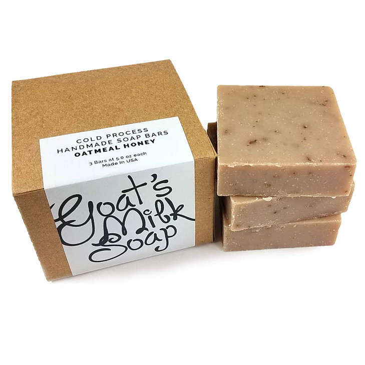 Handmade Fresh Goat's Milk Bar Soap (Oatmeal Honey, 3 bars (Economy Pack))