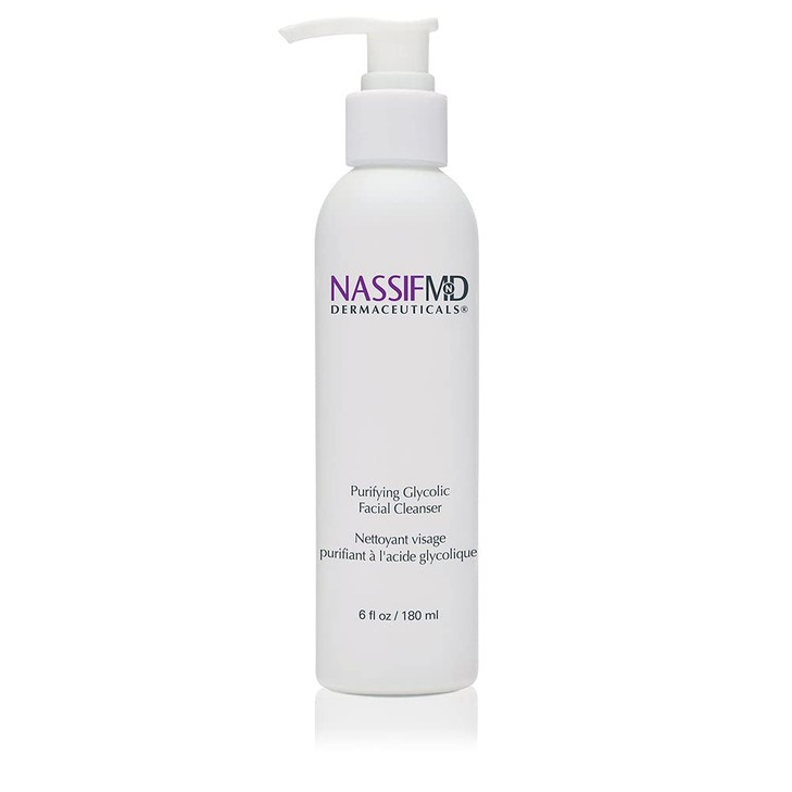 NassifMD Glycolic Acid Face Wash, Hydrating Facial Cleanser, Anti aging Face Wash, Glycolic cleanser for Face for Wrinkles and Fine Lines, Evens Skin