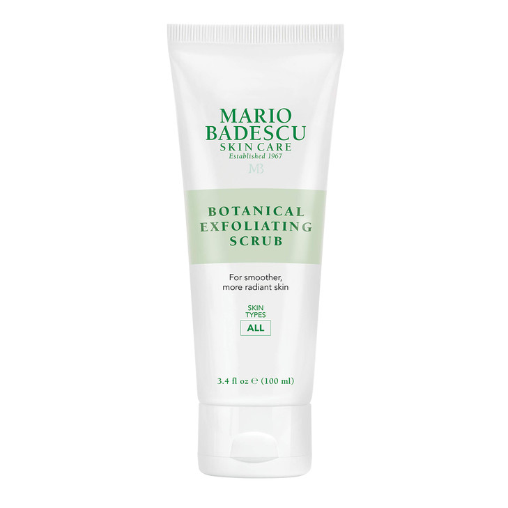 Mario Badescu Botanical Exfoliating Scrub for All Skin Types, Face Scrub with Ivory Palm Seeds & Green Tea Extract, Gentle Exfoliating Face Wash, 3.4