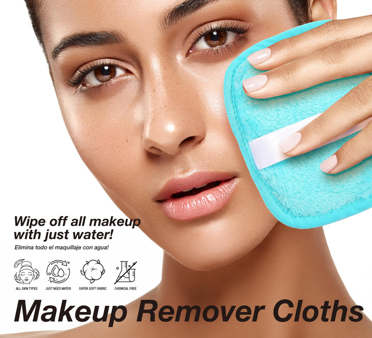 Makeup Remover Cloth 7 Packs, Skin Friendly Makeup Remover Pads for All Skin Types, Washable & Reusable Cleansing Cloth, Remove Waterproof Mascara Ey