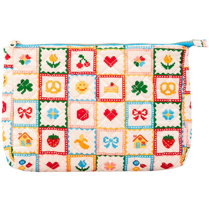 ban.do Quilted Pen and Pencil Case for Adults, Small Zipper Pouch for Office and Art Supplies, Travel Toiletries, Makeup, Quilt