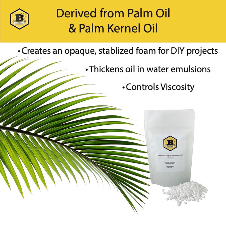 Beesworks Cetyl Alcohol 10 Ounces (0.625 lbs) | 100% Pure Cetyl Alcohol Granules for DIY Soaps, Lotions, Conditioners and Creams