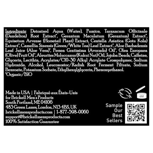 Brickell Men's Renewing Face Scrub for Men, Natural and Organic Deep Exfoliating Facial Scrub Formulated with Jojoba Beads, Coffee Extract and Pumice