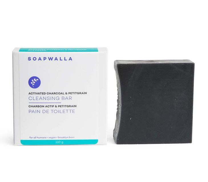 Soapwalla - Activated Charcoal & Petitgrain Soap Bar | Vegan, Cruelty-Free, Clean Skincare (4 oz | 110 ml)