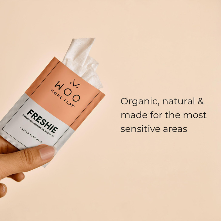Woo More Play Freshies: All-Natural Feminine Intimacy Towelette Wipes with Coconut Water and Aloe Vera, Promotes Feminine Health & Helps Alleviate Ir
