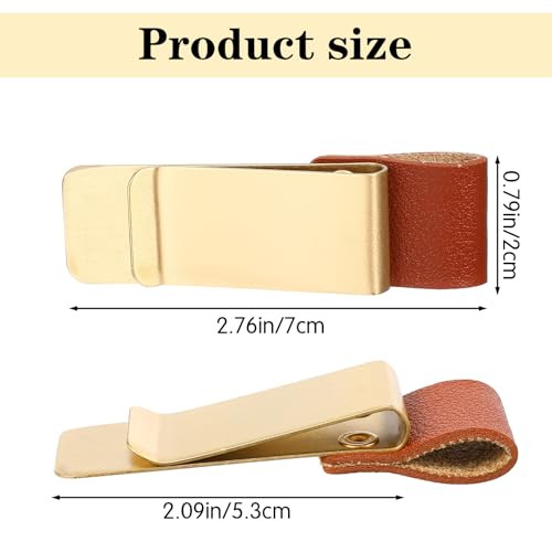 Ajcotahm 6PCS Pen Clip for Notebook, PU Leather Retro Notebook Pen Loop Holder Metal Pen Loop Pocket for Journal Planner