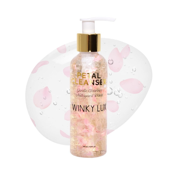 Winky Lux Petal Cleanser, Gentle Daily Facial Cleanser, Rose Water Facial Wash, Makeup Remover, Glycerin & Vitamin C Face Wash Brightens and Balances