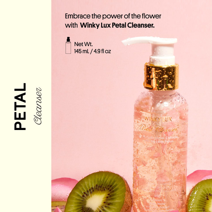 Winky Lux Petal Cleanser, Gentle Daily Facial Cleanser, Rose Water Facial Wash, Makeup Remover, Glycerin & Vitamin C Face Wash Brightens and Balances
