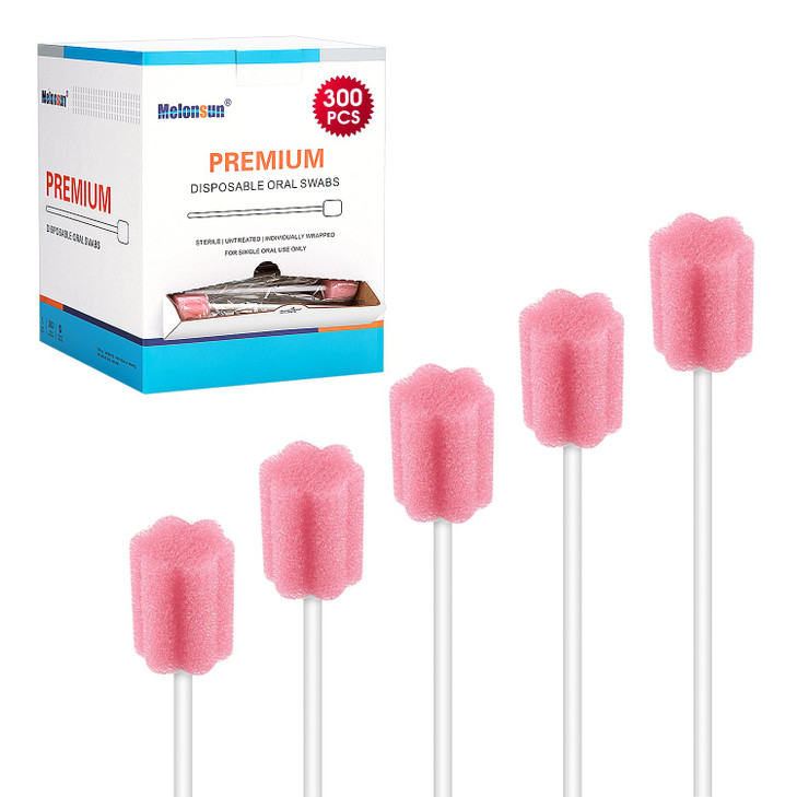 300 Pcs Disposable Oral Swabs  Long Handle Sponge Swabsticks for Mouth Cleaning, Unflavored & Individually Wrapped, Soft Foam Mouth Swabs for Daily