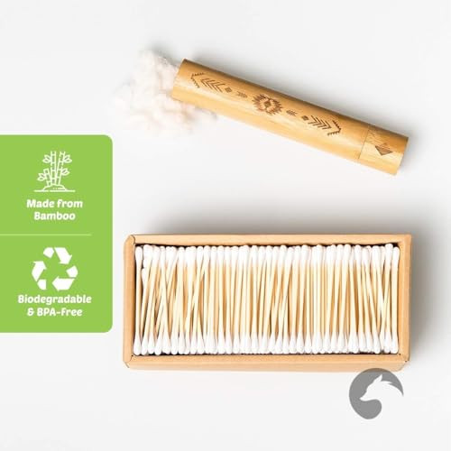 Bamboo Cotton Swabs 500 Count | Eco-Friendly & Pure Cotton Buds | Double Tipped Sticks | 100% Plant-Based & Natural | Perfect for Makeup & Nail Appli