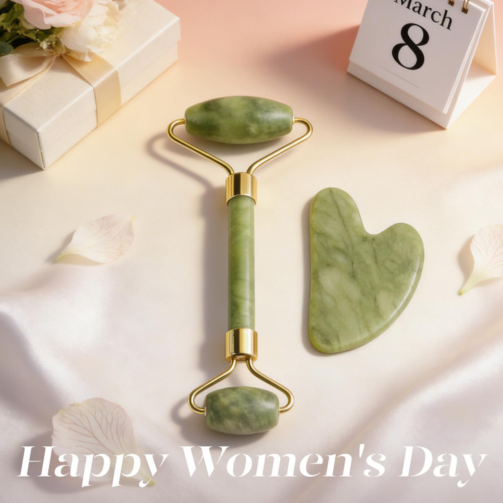 BAIMEI IcyMe Jade Face Roller & Gua Sha, Facial Beauty Skin Care Tools, Self Care Gift for Men Women, Massager for Face, Eyes, Neck, Relieve Fine Lin