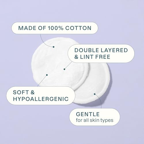 Cliganic Premium Cotton Rounds for Face (300 Count) - Makeup Remover Pads, Hypoallergenic, Lint-Free | 100% Pure Cotton