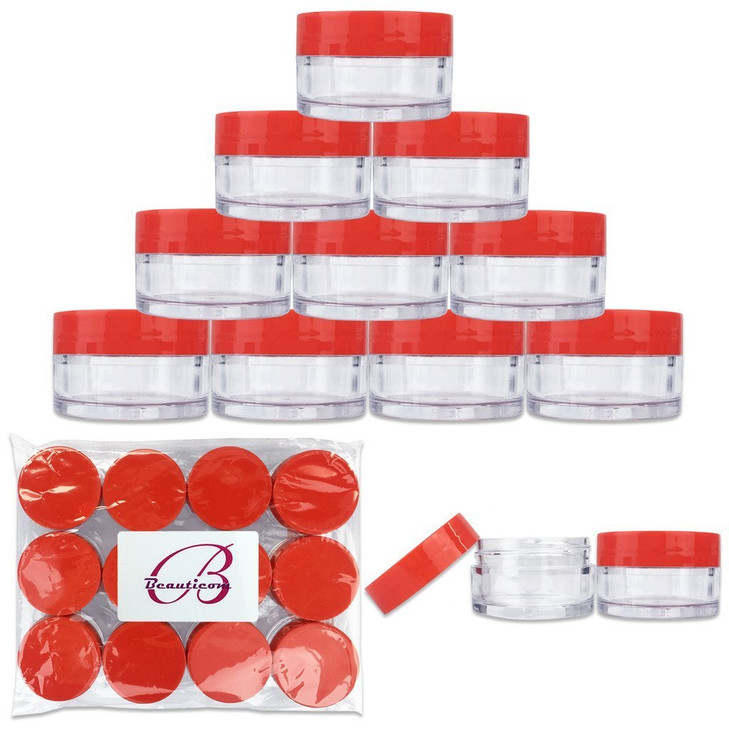 Beauticom 20 gram/20ml Empty Clear Small Round Travel Container Jar Pots with Lids for Make Up Powder, Eyeshadow Pigments, Lotion, Creams, Lip Balm,