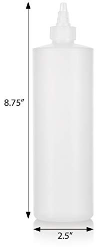 JUVITUS 16 oz Twist Top Spout Natural Clear Refillable Plastic Squeeze Bottle (3 pack)