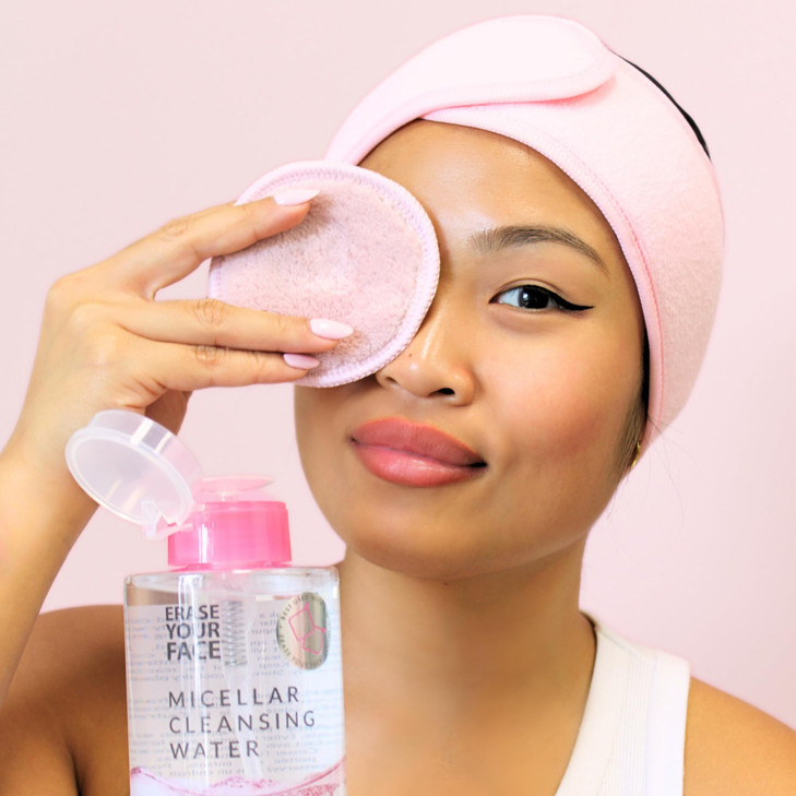 ERASE YOUR FACE Eco-Friendly + Reusable Makeup Remover Cloths - Microfiber Makeup Rounds to Cleanse Skin & Lift Cosmetics - Water Activated, Dual Sid