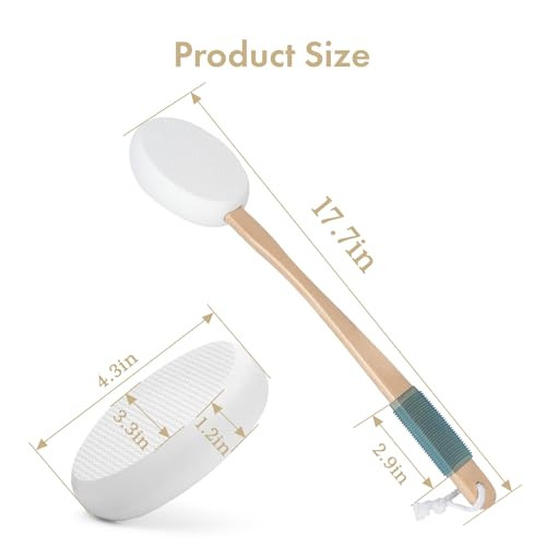 AmazerBath Lotion Applicator for Back, Feet, 4 Replacement Pads with 17" Curved Handle, Back Sunscreen Applicator for Kids, Elderly, Women, Apply Ski