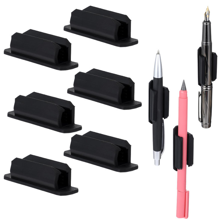 CIATBYYJ 6 Pack Pen Holder for Desk, Silicone Adhesive Pencil Holders, Flexible Pen Holder & Marker Clip for Classroom Office Desk or Any Surface, Te