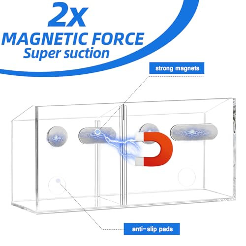 Simetufy Large Magnetic Dry Erase Marker Holder, Magnetic Pen Holder, Whiteboard Marker Holder with Movable Divider for Glass, Fridge & Locker, Non-s