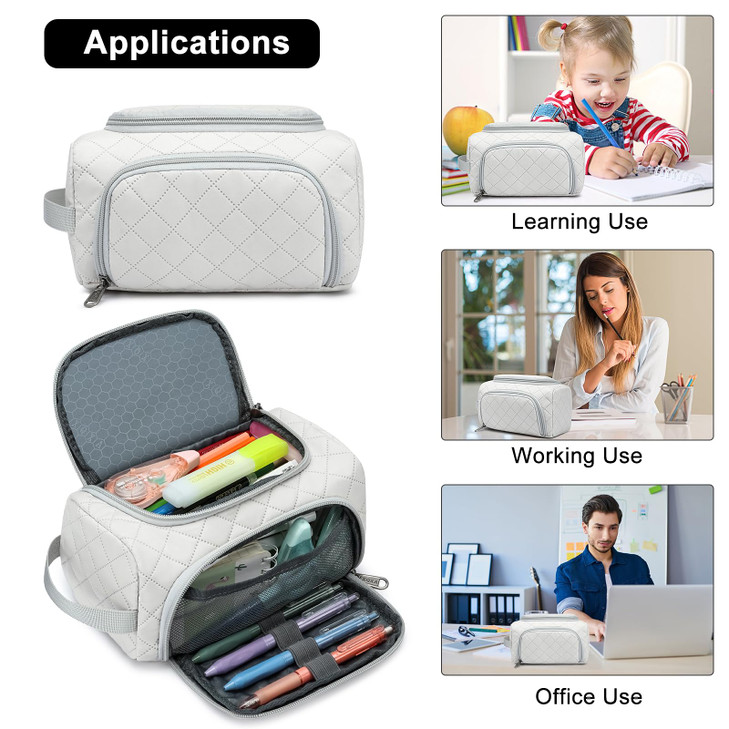 XQXA Large Capacity Pencil Case Organizer, Multifunctional Extra Big Pencil Pouch with Compartmens, Travel Simple Stationery Pen Bag, Fabric Pencil B