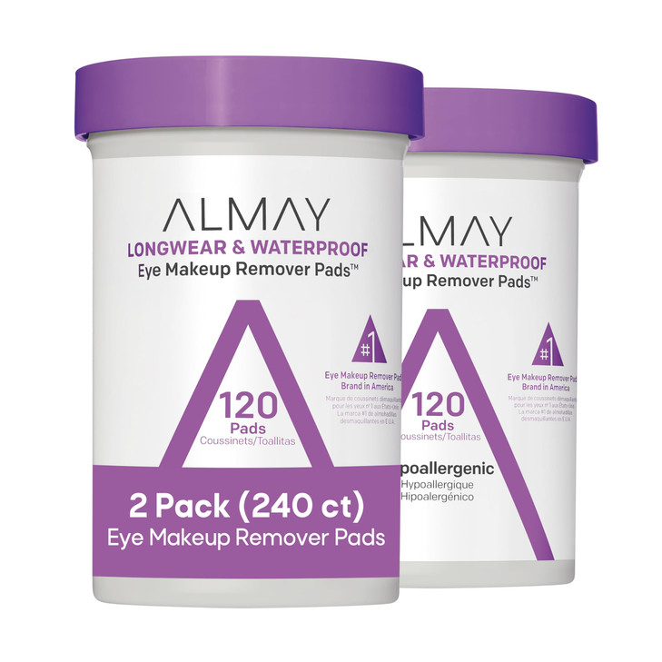 Almay Makeup Remover Pads, Longwear & Waterproof, Hypoallergenic, Fragrance-Free, Dermatologist & Ophthalmologist Tested, 2 pack