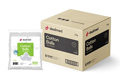 Dealmed Cotton Balls for Face, Makeup & Nail Polish Remover, Medical Uses, & DIY Crafts | Non-Sterile Bulk Pack | Resealable Zip-Locked Bag | 100% Pu