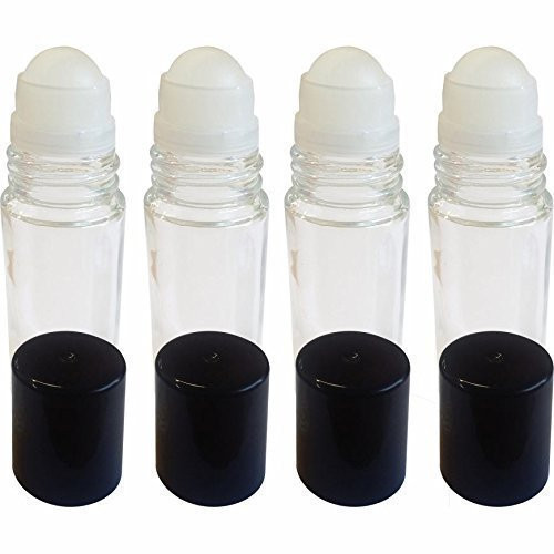 1st Choice 4 Pack of Roll On Empty Glass Bottles for Essential Oils - Refillable Roller Color Roll On - Bulk - 30 ml 1 oz Pack of 4 -Clear Color