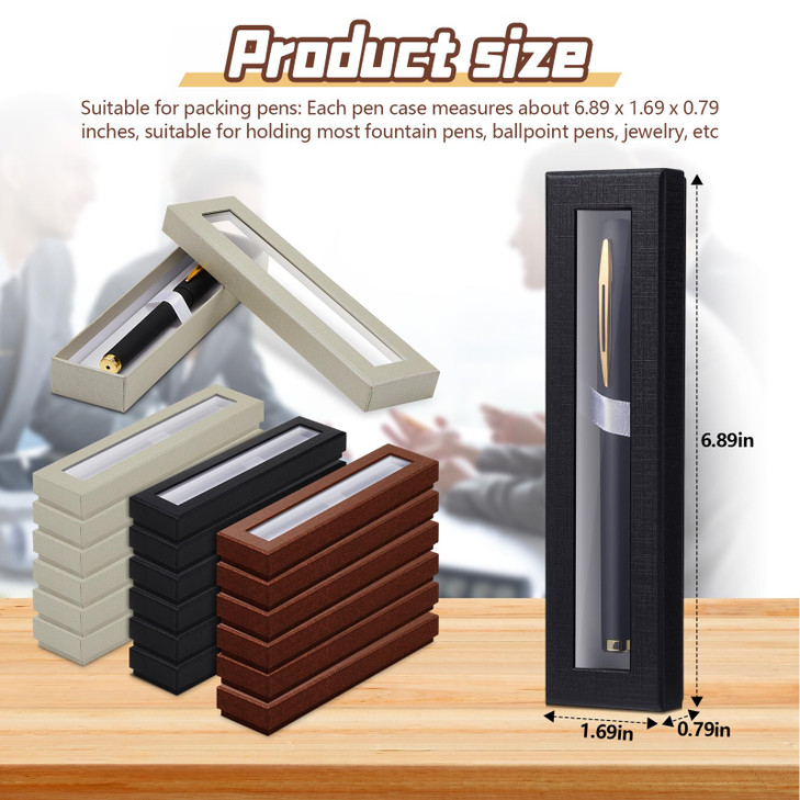 Colarr 36 Pcs Pen Gift Box Empty Ballpoint Pen Box with Cushion Clear Lid Jewelry Display Case for Gift Collection Office Supplies Birthday Souvenir