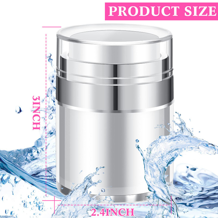 4 Pack Empty Airless Pump Jar Acrylic Airless Cosmetic Container Portable Refillable Travel Size Cream Vacuum Bottle Lotion Jar with Pump Lid for Ski