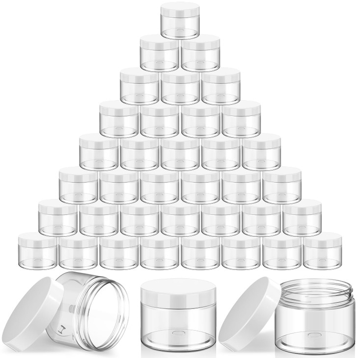 36 Pieces Plastic Jars with Lids Round Clear Container Leak Proof Airtight Cosmetic Small Empty Jars for Lotions Ointments Travel Toiletries Creams M