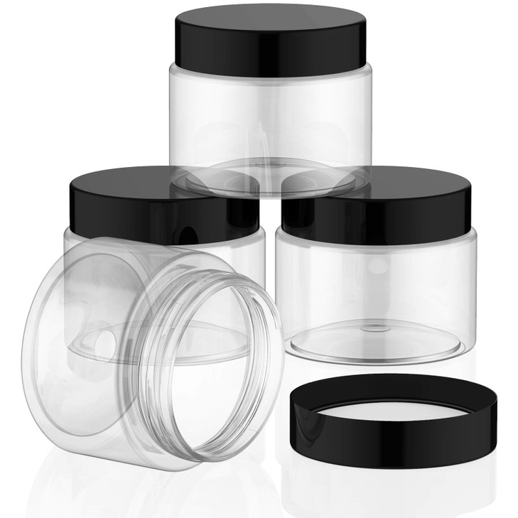 Patelai 4 Pieces Round Wide-mouth Leak Proof Plastic Container Jars with Lids for Travel Storage Makeup Beauty Products Face Creams Oils Salves Ointm