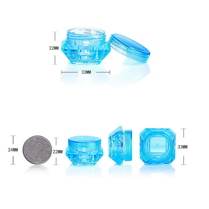 Healthcom 50 Pcs 5 Gram/5 ML Cosmetic Sample Empty Container Plastic Clear Cosmetic Pot Jars with Lids Diamond-shape Makeup Jars Bottles for Eye Shad