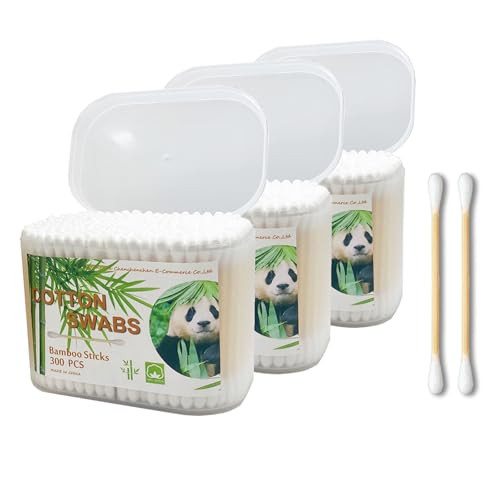 900pcs Bamboo Cotton Swabs, Biodegradable Wooden Cotton Buds
