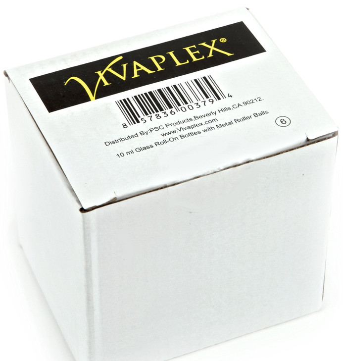 Vivaplex 6, Clear, 10 ml Glass Roll-on Bottles with Stainless Steel Roller Balls - .5 ml Dropper included