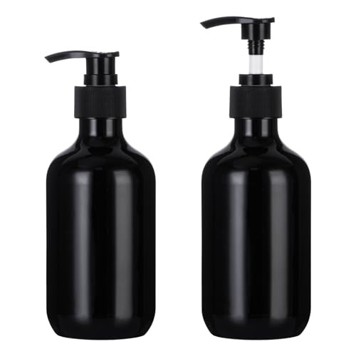 Yebeauty Empty Pump Bottle 10oz, 2 PCS Shampoo Bottles Dispenser with Pump Refillable Containers, 300ml Clear Blue