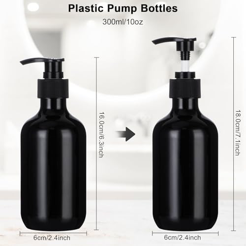 Yebeauty Empty Pump Bottle 10oz, 2 PCS Shampoo Bottles Dispenser with Pump Refillable Containers, 300ml Clear Blue