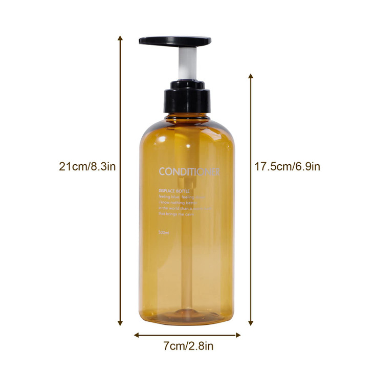Yeeco Brown Shampoo Bottles Refillable, Shower Dispenser 16.9oz/500ml, Shampoo and Conditioner Bottles 3 Packs, Shampoo Dispenser for Bathroom, Kitch