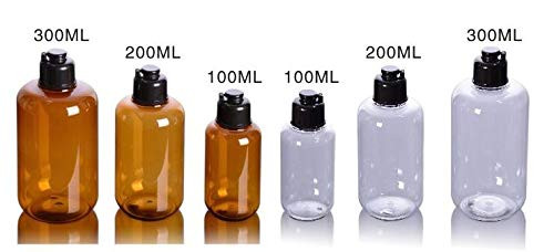 VASANA 300ml/10oz Empty Refill Plastic Squeeze Bottles with Black Flip Cap Cosmetic Makeup Essential Oil Water Shampoo Shower Gel Liquid Body SoapSto