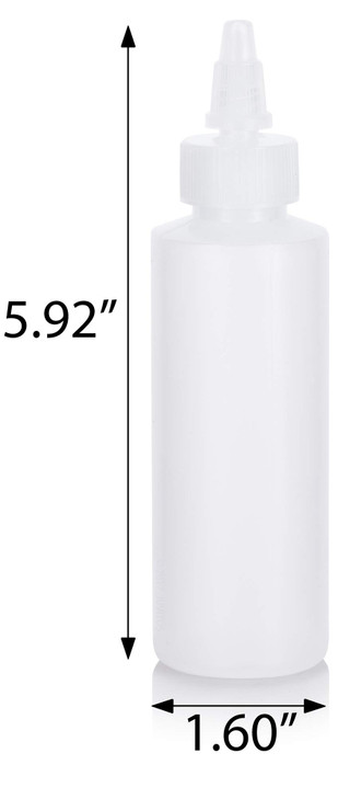 JUVITUS 4 oz / 120 ml Clear Natural Refillable Plastic Squeeze Bottle with Twist Top Spout (6 pack)