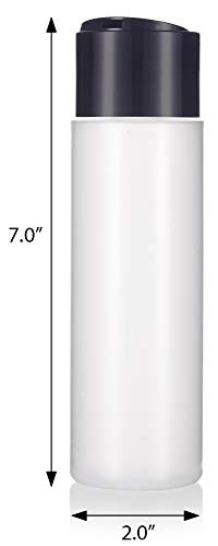 JUVITUS 8 oz / 250 ml Professional Natural Clear Refillable Plastic Squeeze Bottle with Wide Black Disc Cap Lid (12 pack)